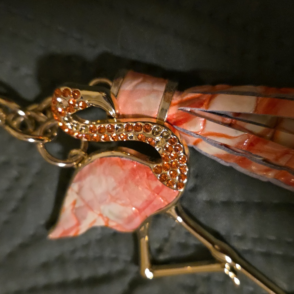 Brahmin Vida Crossbody In Pink Flamingo Mrlbourne With Flamingo Tassel - Picture 14 of 16